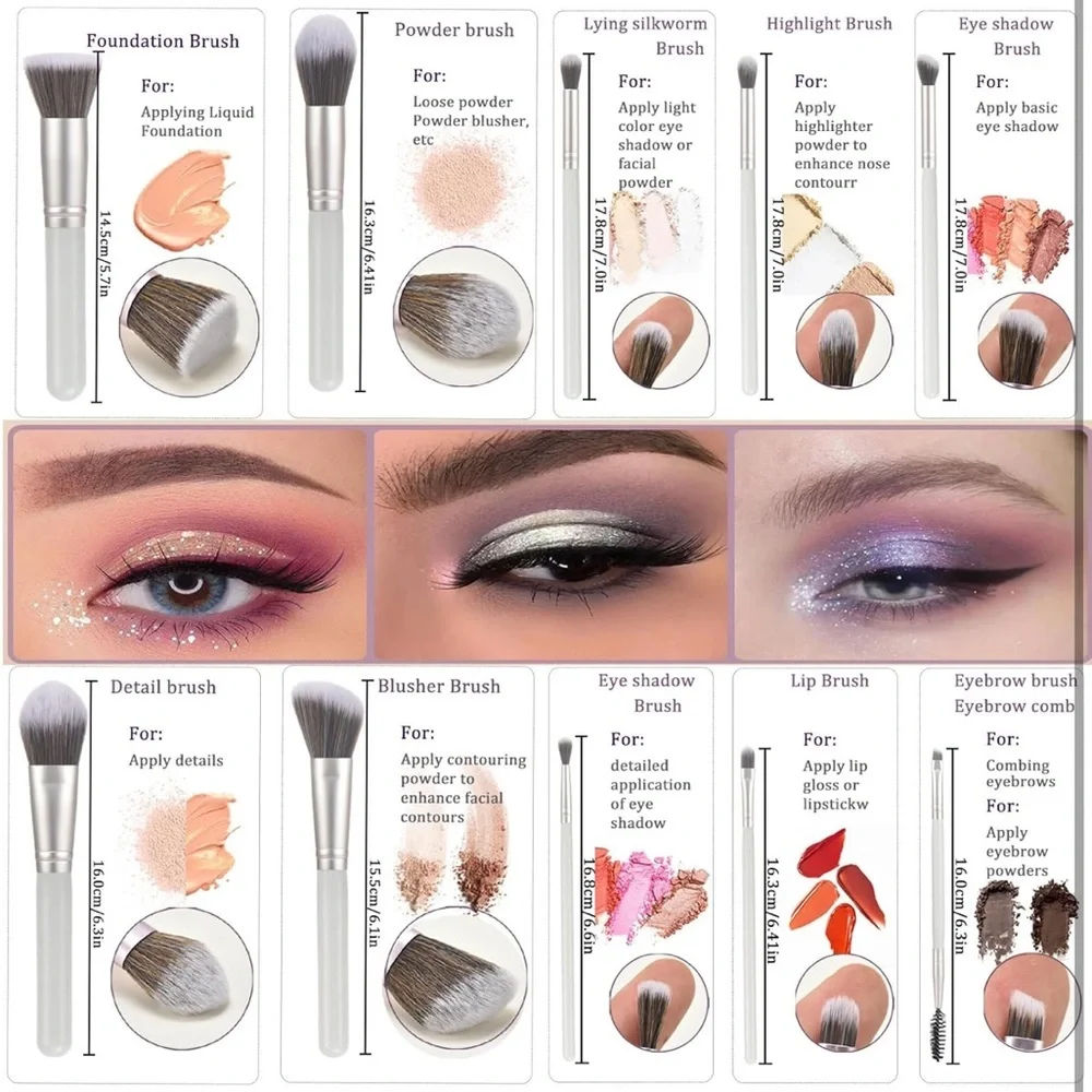 Makeup Brush Set with Sponges and Case